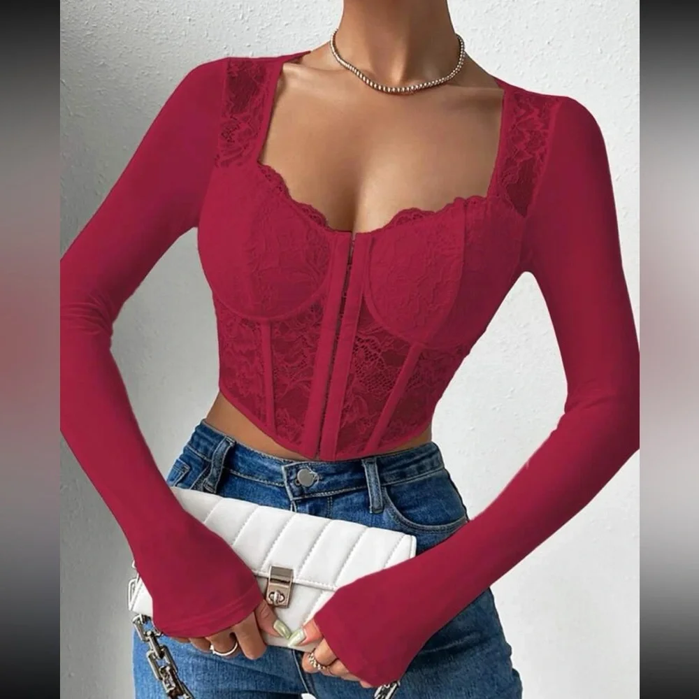 Boho lace bustier corset crop top